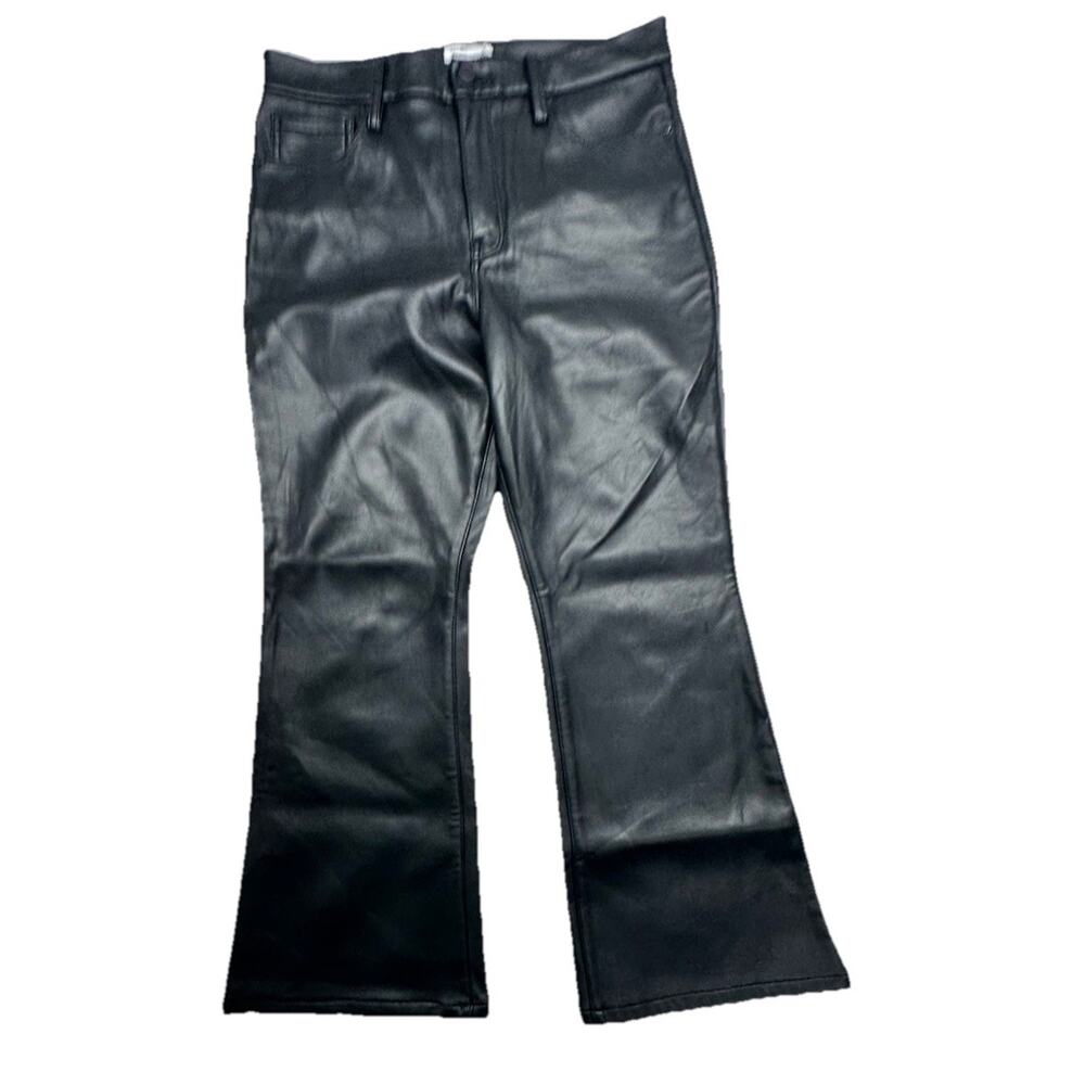 Good American Size 12 Good Legs Cropped Mini Boot Faux Leather Pants Black - Picture 4 of 12